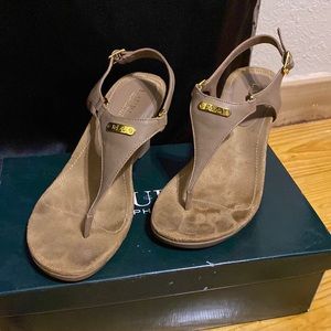 Ralph Lauren wedge beige sandals